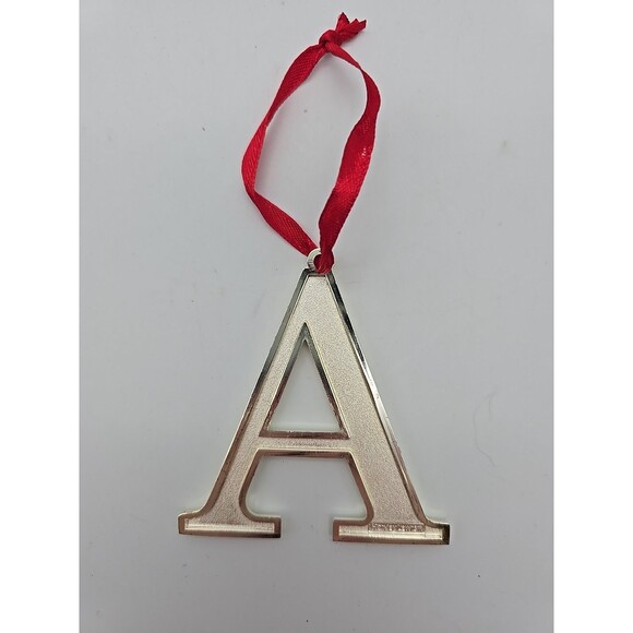 Harvey Lewis Christmas Ornament Letter "A" with Swarovski Crystals & Red Ribbon - Picture 2 of 6